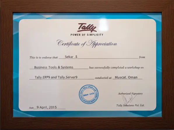 Tally Certificate