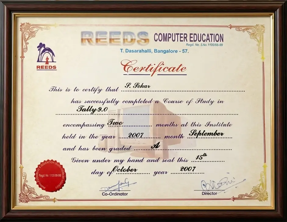 Tally Appreciation Certificate
